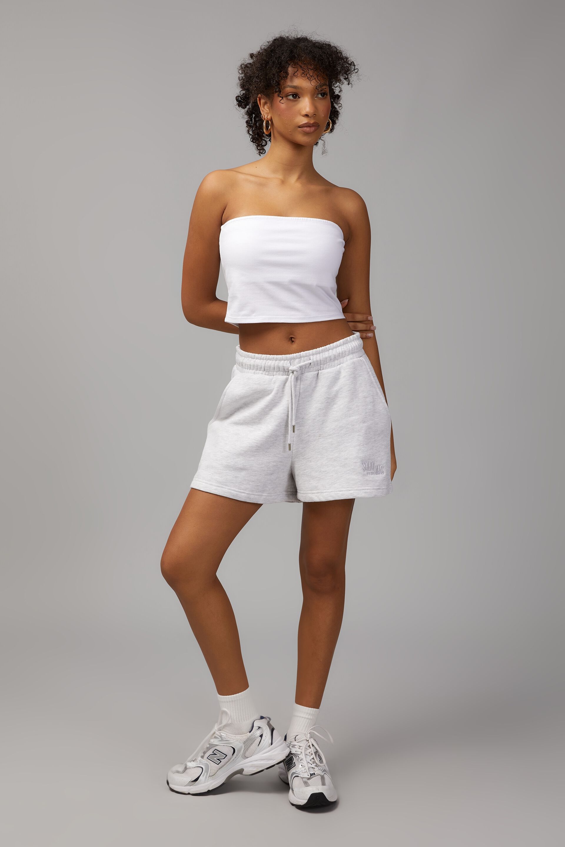 Grey fleece shorts womens store