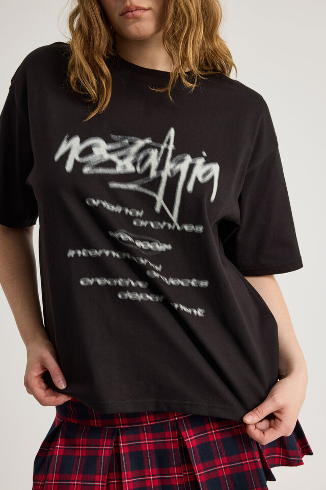 Oversized Graphic Tee, BLACK/NOSTALGIA