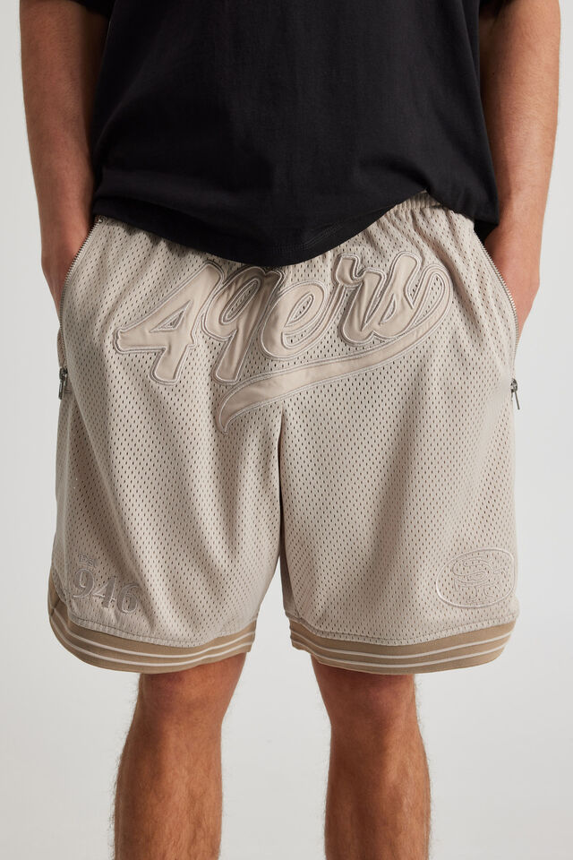 Nfl Basketball Short, LCN NFL BEIGE/49ERS SCRIPT STEALTH