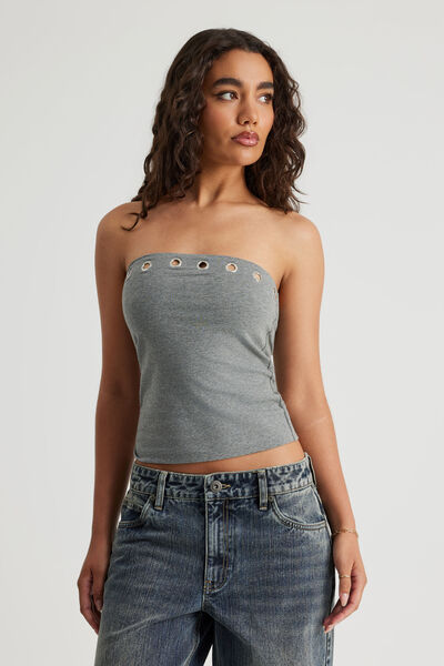 Graphic Bandeau, GUNMETAL MARLE/EYELETS