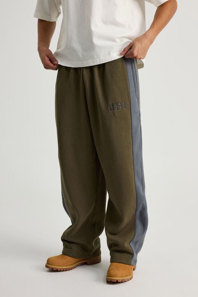 Half Half Baggy Trackpant, HH DEEP KHAKI/SPORT SPLICE