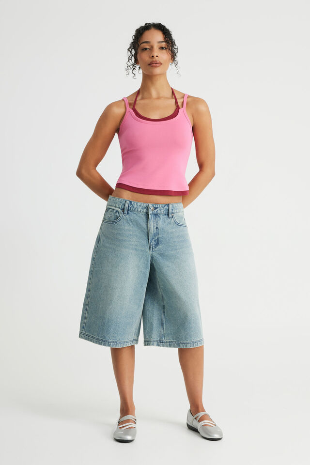 Layered Halter Cami, HYPER PINK/SHIRAZ