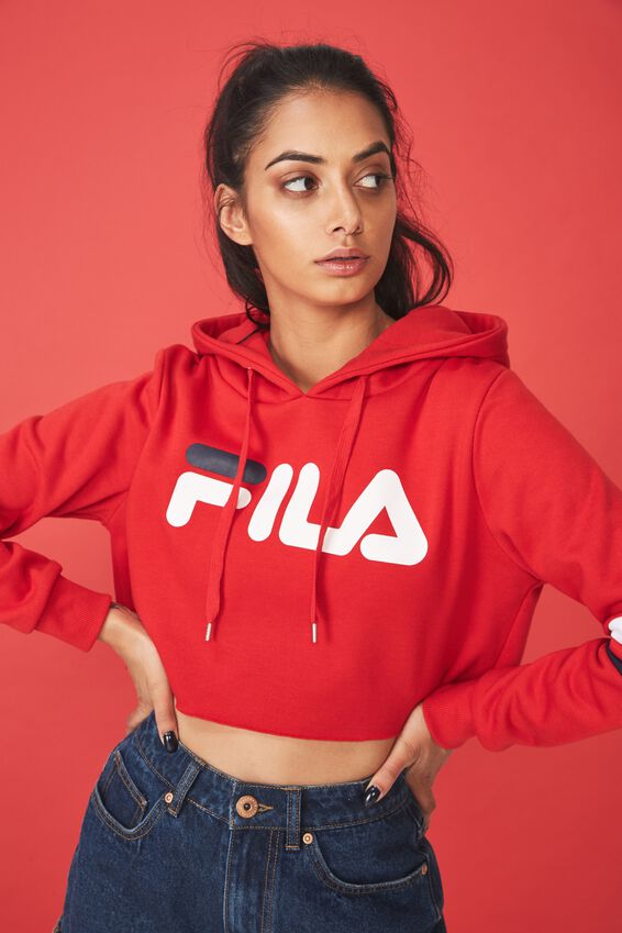 Fila Lcn Raw Edge Crop Hoodie 1, LYCHEE