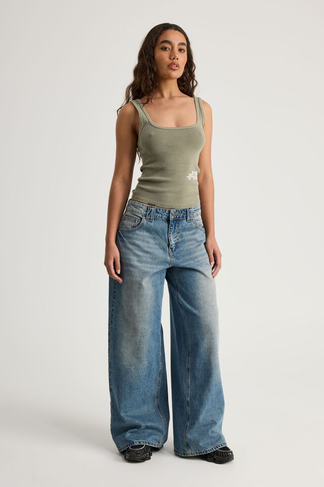 Graphic Scoop Neck Tank, KHAKI MIST/OPEN GALLERY