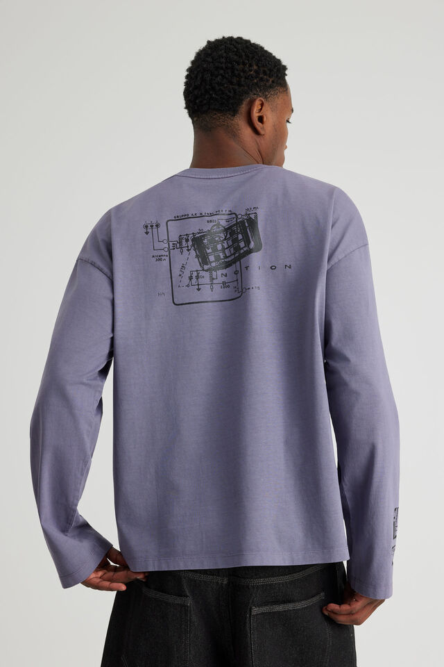 Notion Long Sleeve Tshirt, NTN WASHED PURPLE MAZE/INTERNAL MACHINE