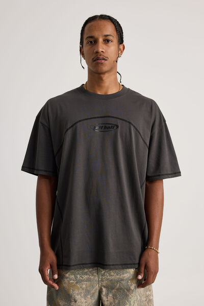 Half Half Oversized T Shirt, HH SLATE/HALF HALF SEAM