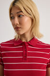 Short Sleeve Fitted Polo, LUCY PINSTRIPE/RED - alternate image 4