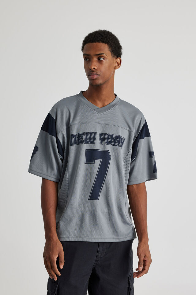 Half Half Panelled Jersey, CONCRETE/NAVY BLAZER