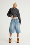 Mega Baggy Jort, CHARISMA BLUE/SKULL ANGEL WINGS - example image 3