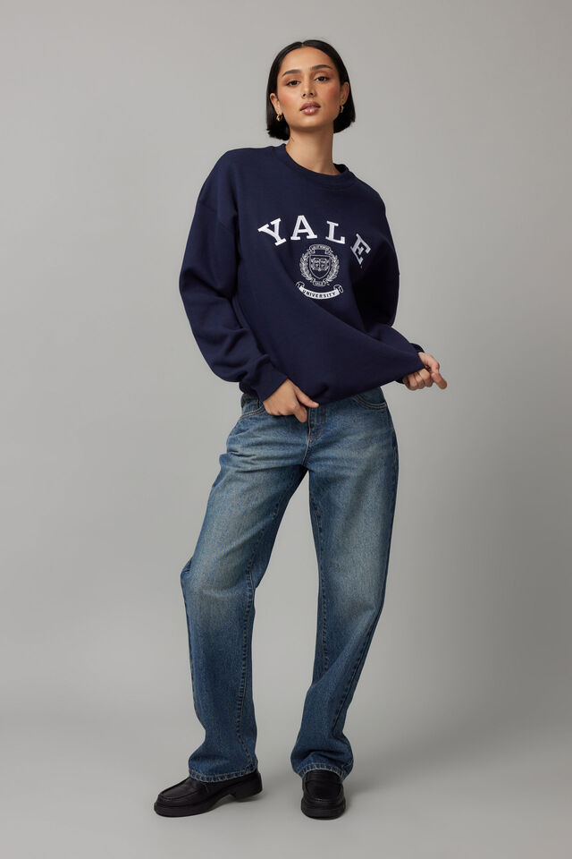 Lcn College Crew Neck Sweater, LCN YAL NAVY/YALE