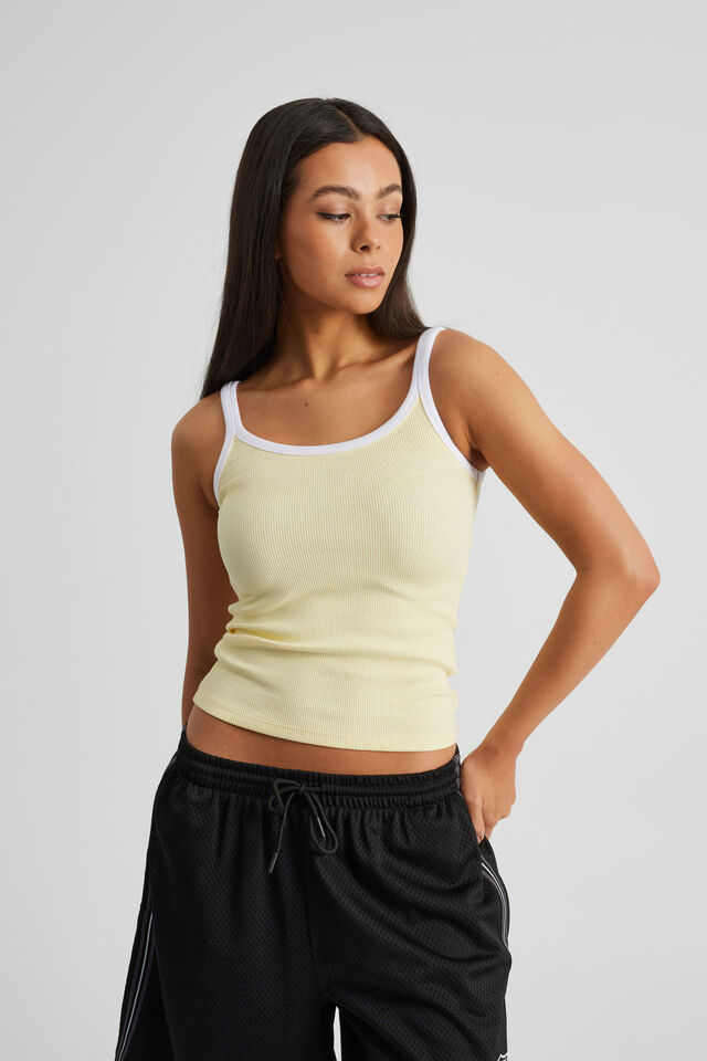 Longline Tank, YELLOW/WHITE