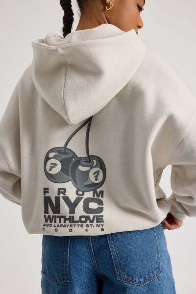 Harley Slouchy Hoodie, DOVE GREY/7BALL CHERRY