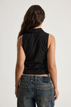 Zip Front Sleeveless Shirt, BLACK - alternate image 3