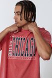 NBA Chicago Bulls Oversized T Shirt, LCN NBA WASHED RED/BULLS STRAIGHT