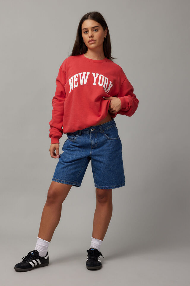 Graphic Crew Sweater, WASHED LYCHEE/NY