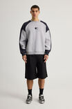 Half Half Panelled Crew, HH STEEL MARLE/ NAVY BLAZER STAR - alternate image 2