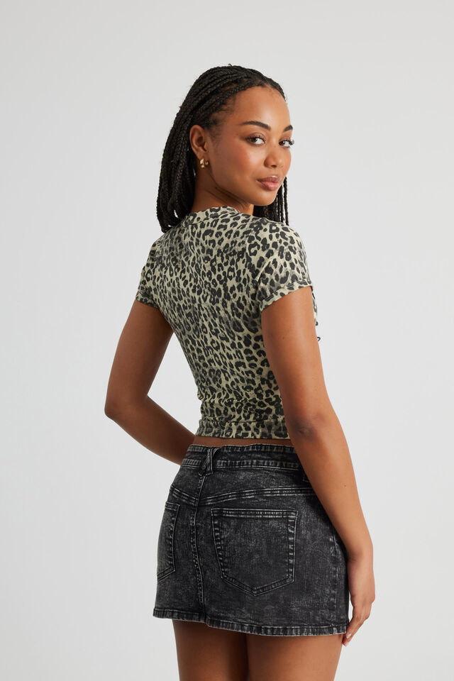 Fitted Baby Tee, LEOPARD/STAR
