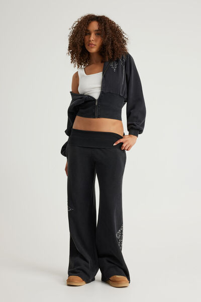 Wide Waistband Trackpant, NTN LIGHT WASHED BLACK/GOTHIC