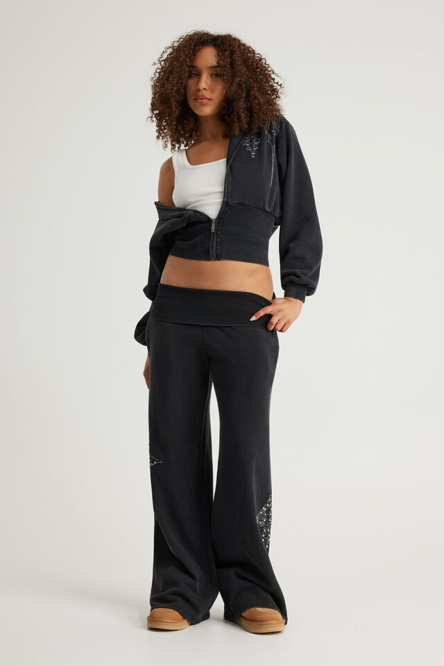 Wide Waistband Trackpant, NTN LIGHT WASHED BLACK/GOTHIC