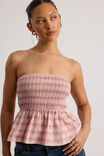 Ari Shirred Bandeau, CASHMERE ROSE CHECK - alternate image 4