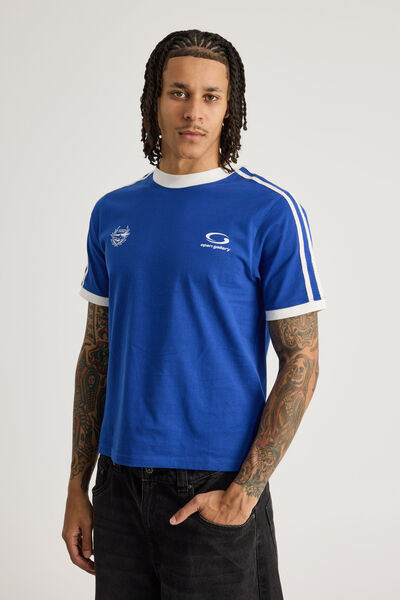 Open Gallery Slim Fit Ringer Tee, OG CORPORATE BLUE/BRAND LOGO