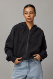 Washed Zip Through Hoodie, WASHED BLACK - alternate image 3