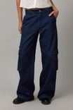 Lexi Baggy Cargo Jean, NAVY PINSTRIPE - alternate image 2