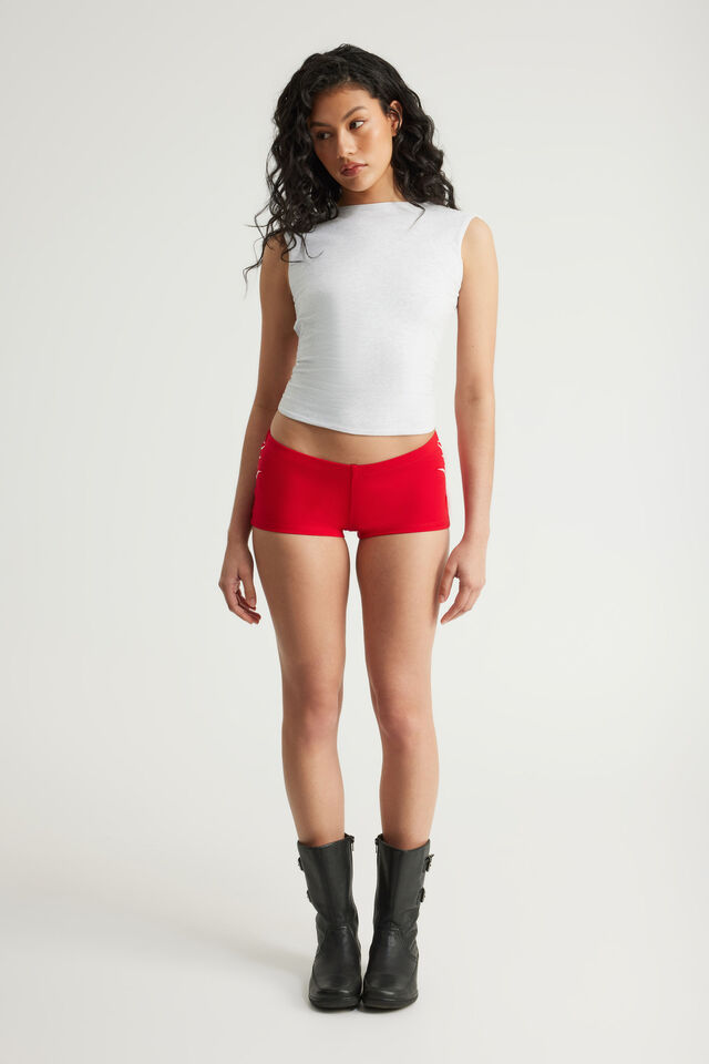 Raya Pull On Short, HUNTINGTON RED/FALLEN HALO