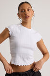 Riley Pointelle Top, WHITE - alternate image 4