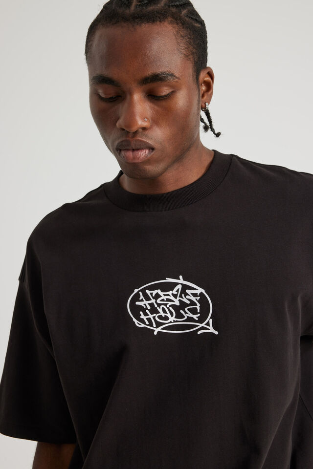 Half Half Heavyweight Box Fit Graphic Tshirt, HH BLACK/HALF HALF CHAIN REACTION
