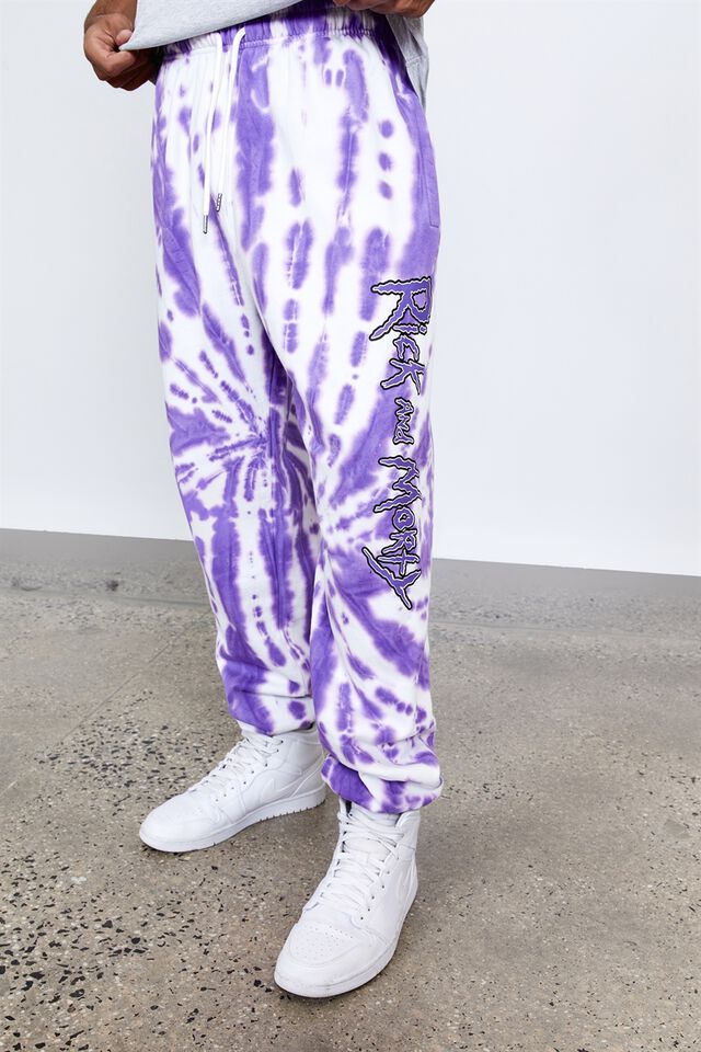 Tv/Movie Relaxed Trackpant, LCN CAR PURPLE TIE DYE/RICK & MORTY