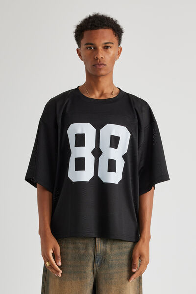 Cropped Mesh Top, BLACK