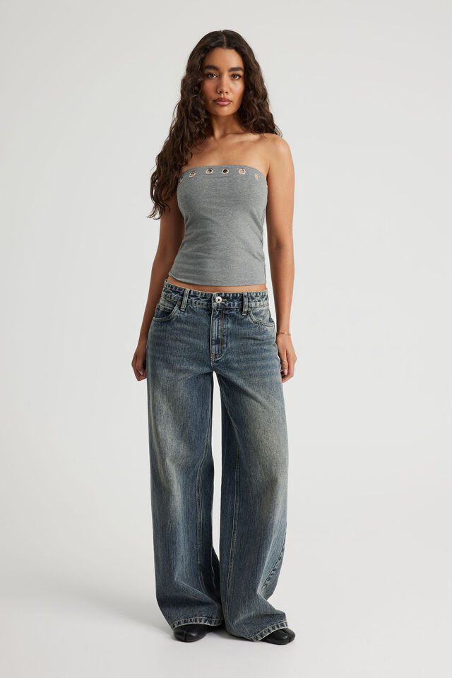 Graphic Bandeau, GUNMETAL MARLE/EYELETS