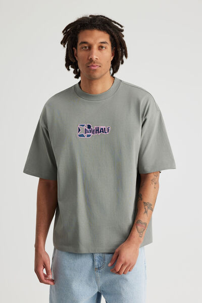 Half Half Heavyweight Box Fit Graphic Tshirt, HH OIL SLICK/SMASH N GRAB