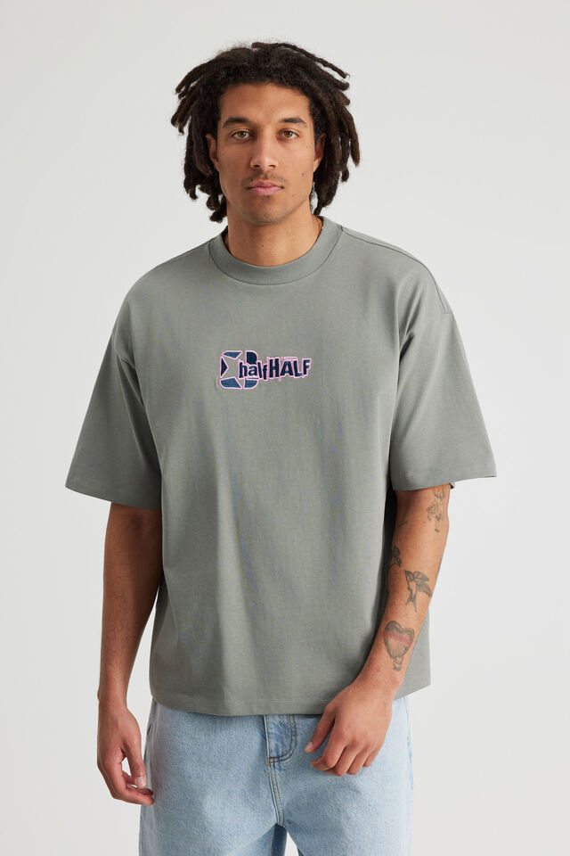 Half Half Heavyweight Box Fit Graphic Tshirt, HH OIL SLICK/SMASH N GRAB