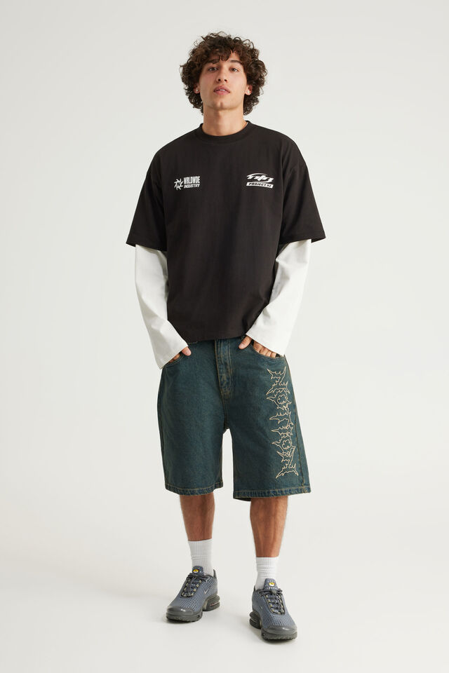 Notion Baggy Denim Short, GARAGE BLUE/GRAPHIC