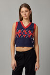 Fila Lcn Argyle Knit Vest, NAVY BLAZER/FILA SPORT - alternate image 1