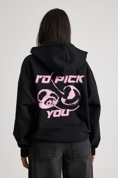 Harley Slouchy Hoodie, BLACK/I D PICK YOU