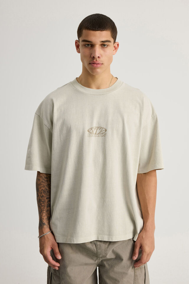Notion Vintage Box Fit Graphic Tshirt, NTN WASHED PEBBLE/LOGO COLLAGE