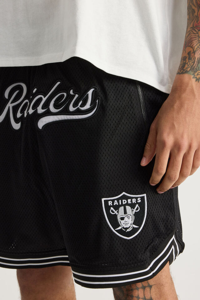 Nfl Basketball Short, LCN NFL BLACK/RAIDERS STRIPE HEM CLASSIC