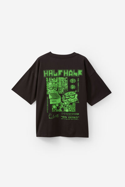 Cartoon Network X Half Half Box Fit Tshirt, LCN WB BLACK/DEXTER BOY GENIUS