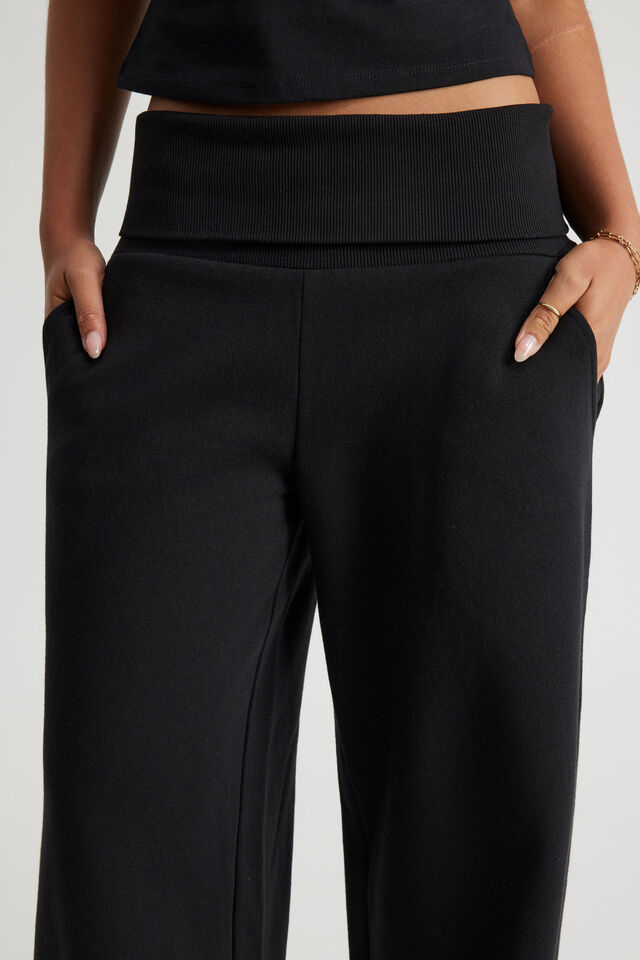 Wide Waistband Trackpant, BLACK