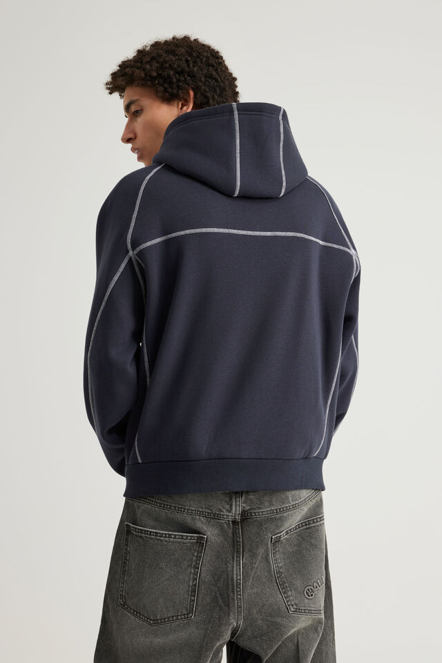 Half Half Zip Thru Hoodie, HH NAVY BLAZER/PANELLING