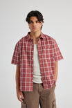 Short Sleeve Shirt, RED CHECK - alternate image 1