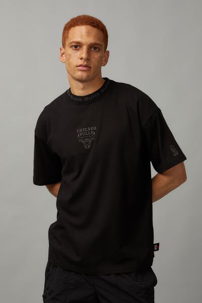 Oversized Nba T Shirt, LCN NBA BLACK/BULLS NECK RIB