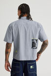 Half Half Boxy Cropped Short Sleeve Shirt, HH GREY CHECK MULTI LOGO ARTWORK - alternate image 3