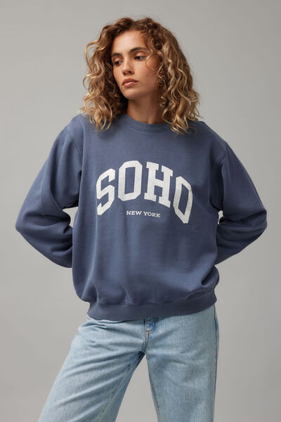 Graphic Crew Sweater, WASHED WORN BLUE/SOHO