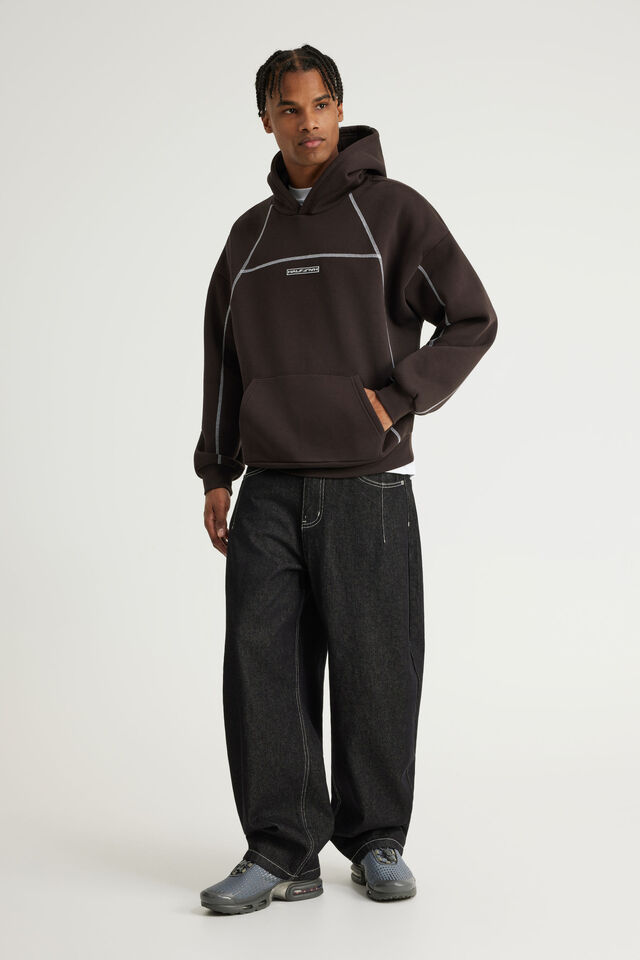 Half Half Hoodie, HH CHOC NOIR/PANEL