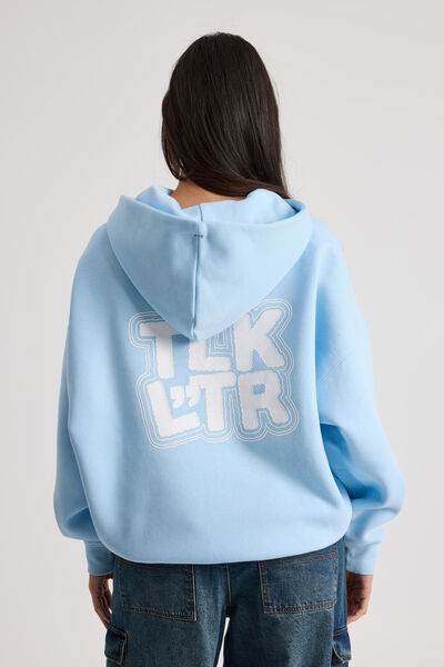 Harley Slouchy Hoodie, AIRY BLUE/TLK LTR VINATGE WHITE