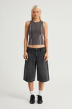 Panelled Zip Through Tank, WASHED BLACK/WHITE PIPING - example image 2